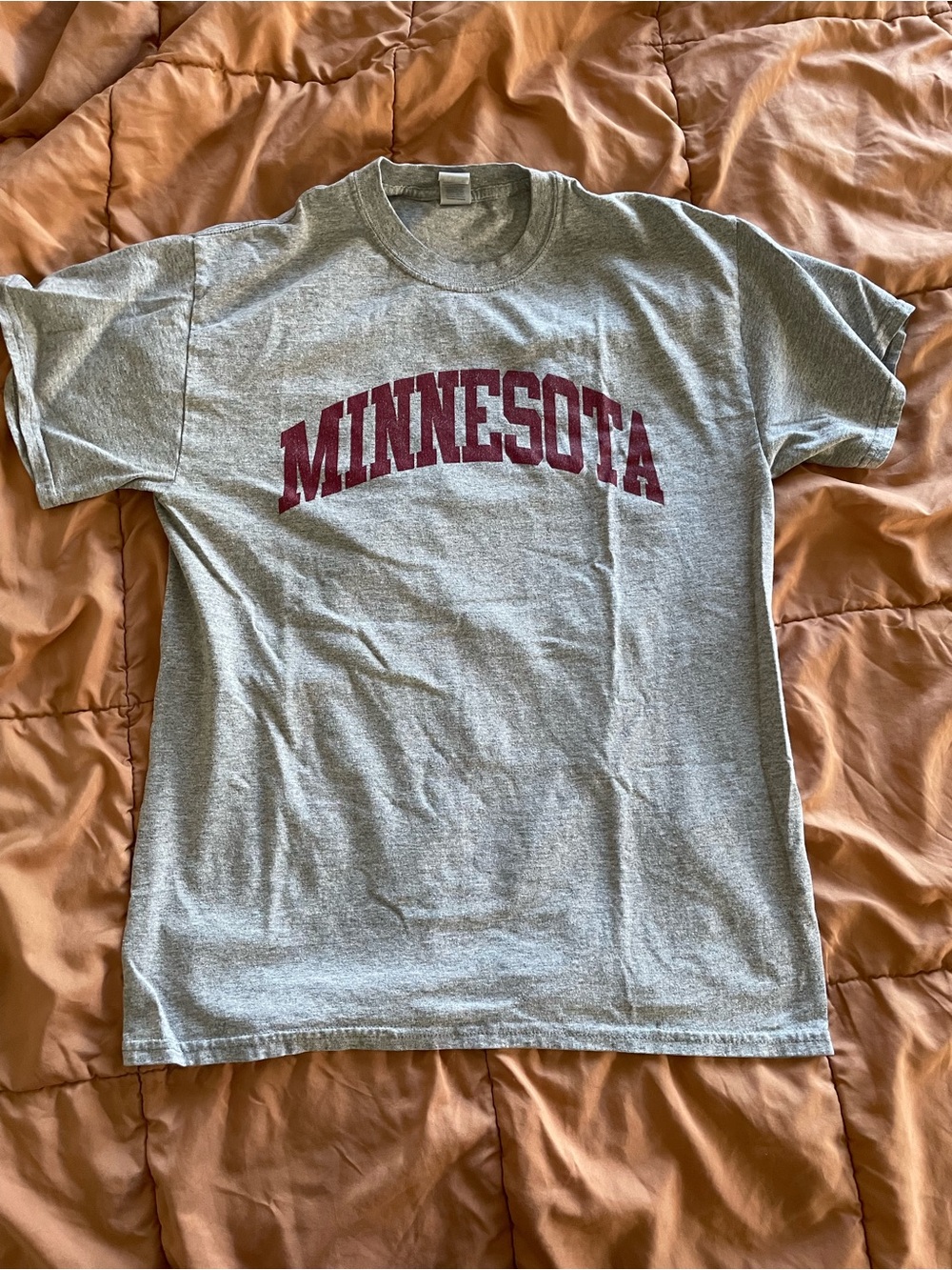 Minnesota Gray Tee with Maroon Lettering